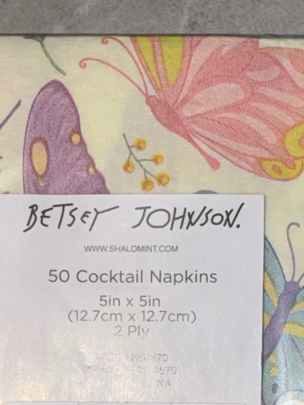 Betsey Johnson Butterfly Cocktail Napkins - Pastel Multicolor